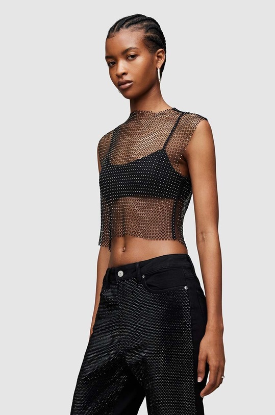 AllSaints top Calytrix imprimeu negru W001JZ