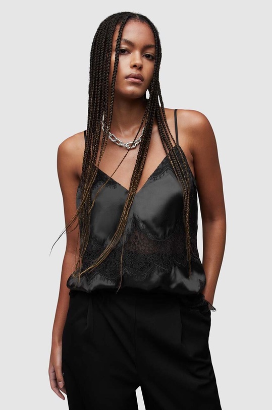 Топ с примесью шелка AllSaints Ophelia regular чёрный WM190Z