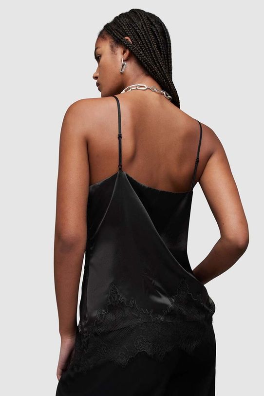 Top s dodatkom svile AllSaints Ophelia crna WM190Z