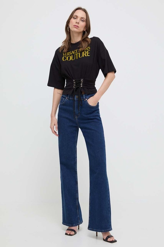 Versace Jeans Couture t-shirt bawełniany 76HAHG04.CJ00G czarny SS24