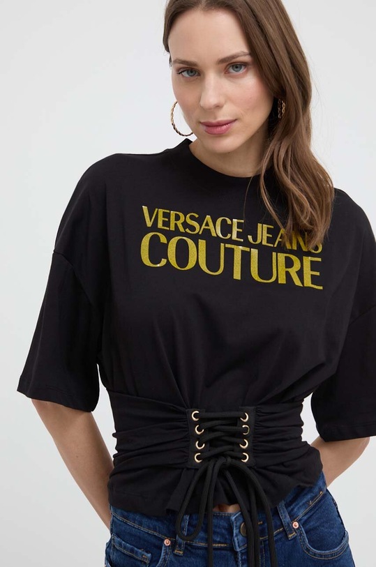 Versace Jeans Couture t-shirt bawełniany czarny 76HAHG04.CJ00G