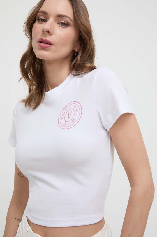 Versace Jeans Couture t-shirt z elastanem biały 76HAHG06.CJ02G