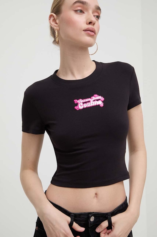 Top Versace Jeans Couture nášivka černá 76HAHG08.CJ02G