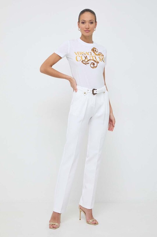 Versace Jeans Couture t-shirt bawełniany 76HAHG00.CJ00G biały SS24