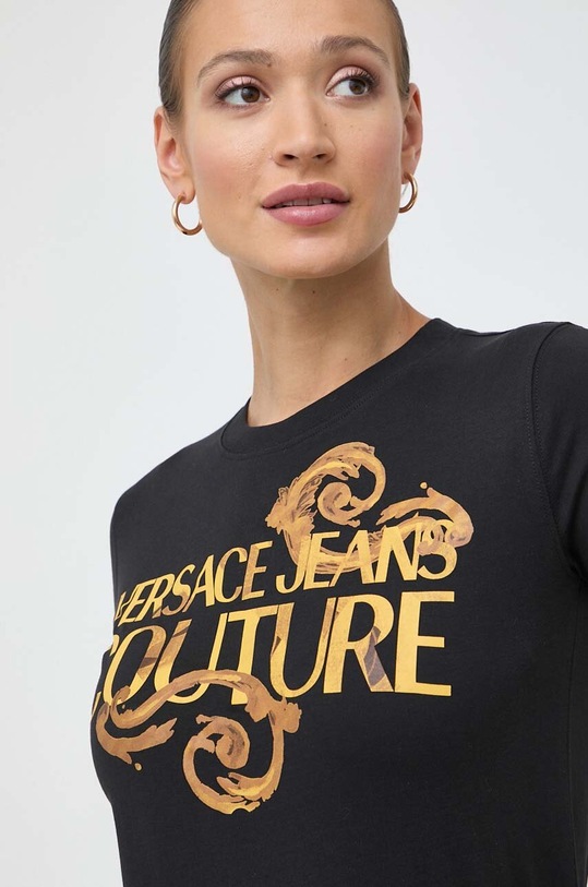 Bavlněné tričko Versace Jeans Couture černá 76HAHG00.CJ00G