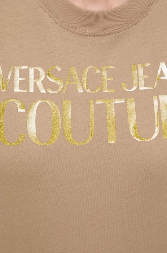 Bavlněné tričko Versace Jeans Couture 76HAHG03.CJ00G béžová