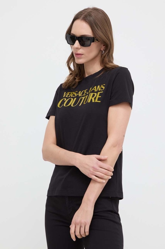 Versace Jeans Couture t-shirt bawełniany czarny 76HAHG03.CJ00G