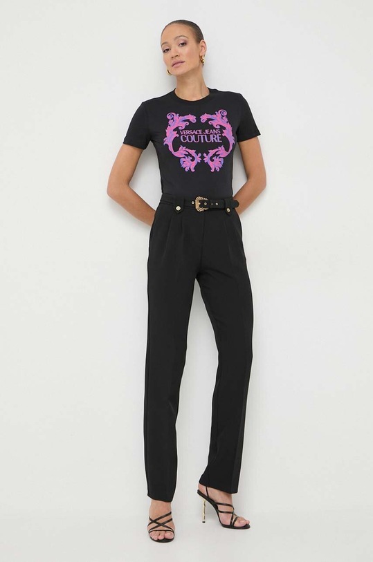 Bavlněné tričko Versace Jeans Couture 76HAHG02.CJ00G černá SS24