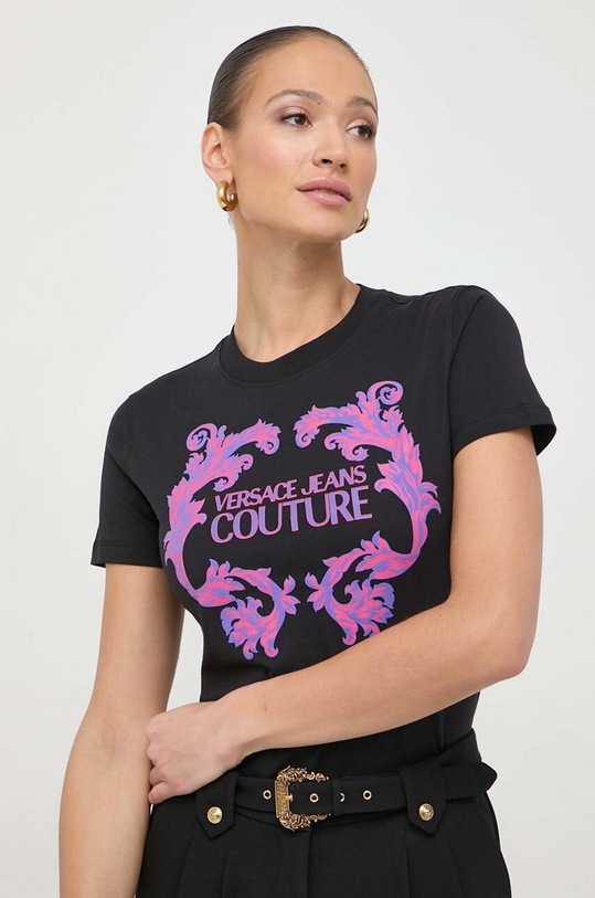 Bavlněné tričko Versace Jeans Couture černá 76HAHG02.CJ00G