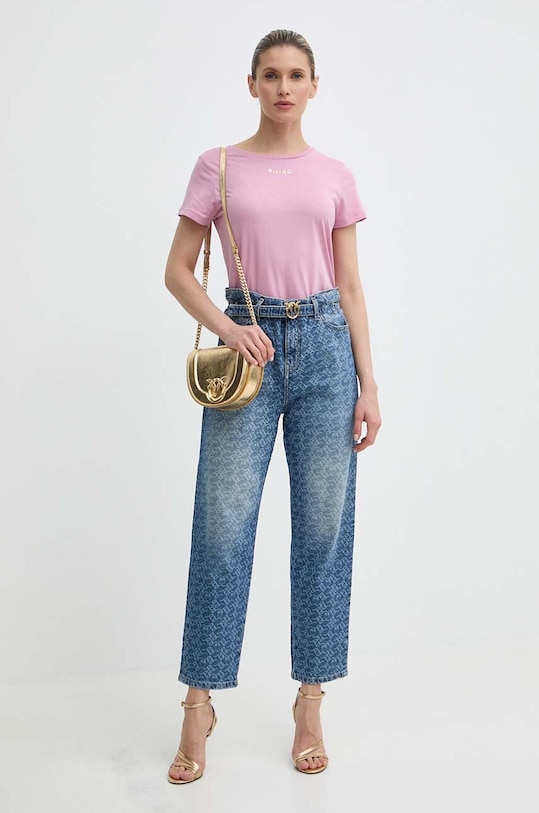 Βαμβακερό μπλουζάκι Pinko Answear Exclusive 100355.A22Q ροζ SS24