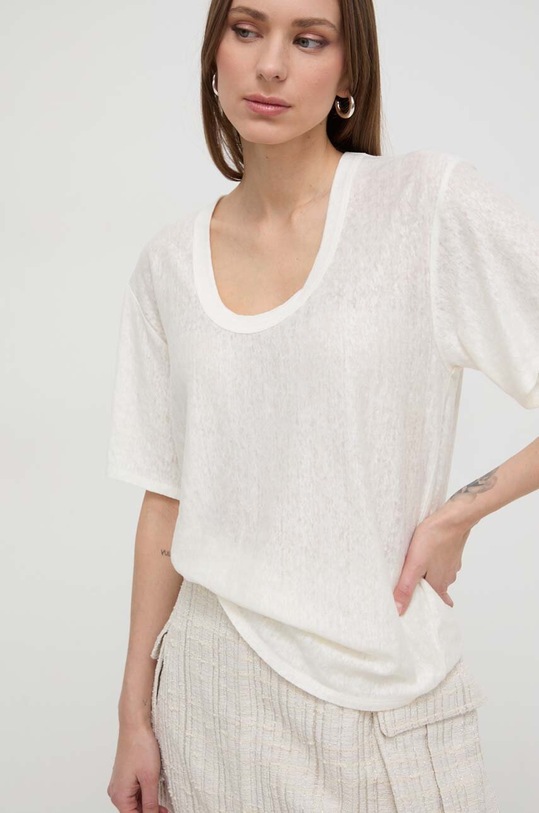 Pinko vászon póló len bézs 103599.A1U9