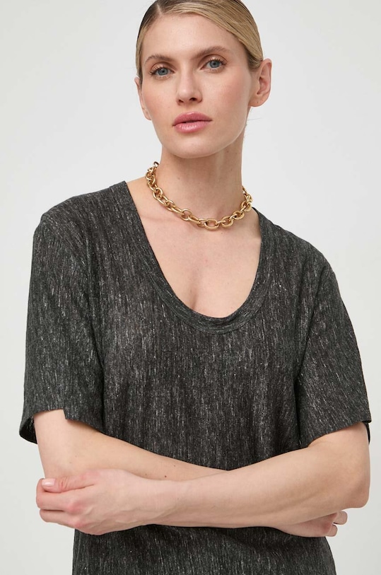 Pinko t-shirt lniany okrągły szary 103599.A1U9