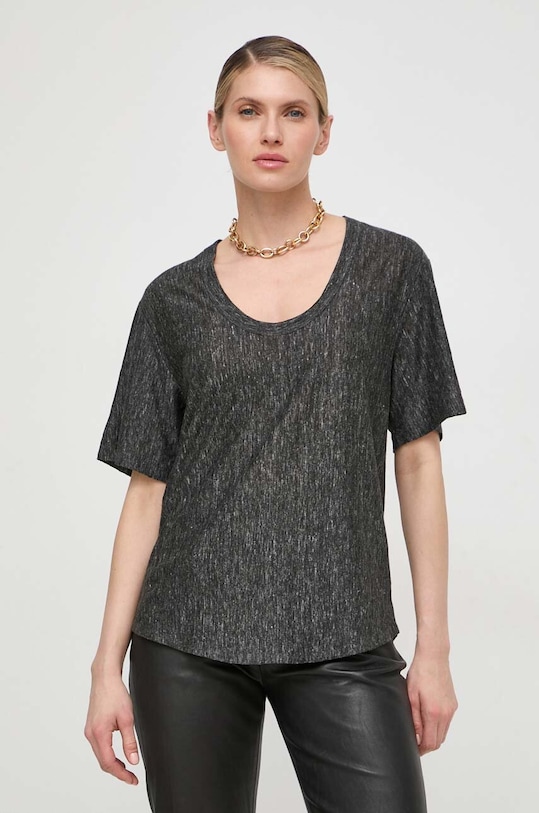 Pinko t-shirt lniany szary 103599.A1U9