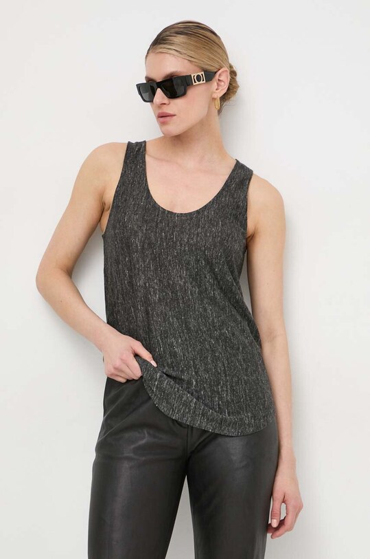 Льняной топ Pinko slim чёрный 103475.A1U9