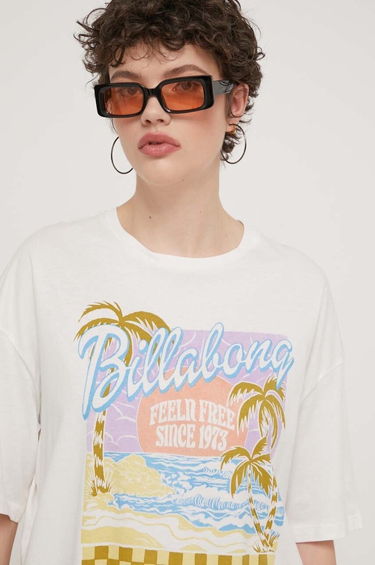 Billabong t-shirt bawełniany nadruk biały EBJZT00256