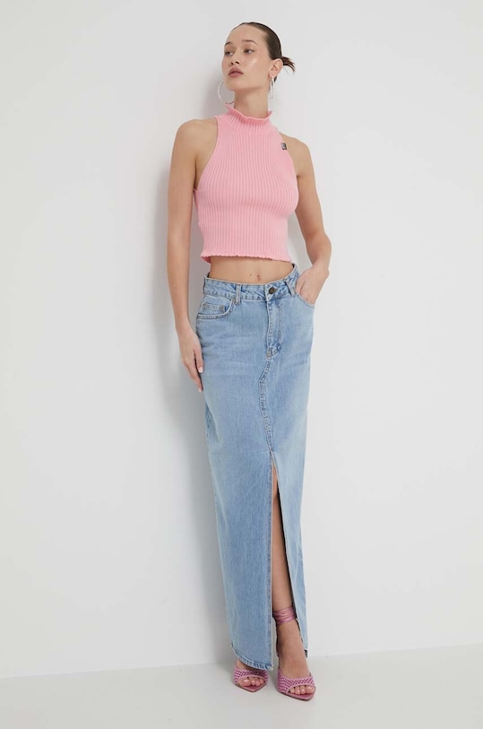 Хлопковый свитер Moschino Jeans 0884.3706 розовый SS24