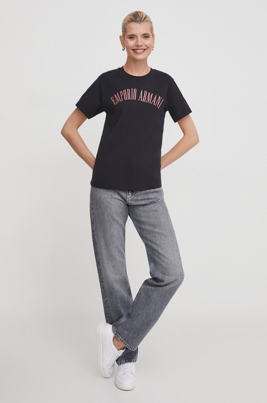 Emporio Armani tricou din bumbac 3D2T7S.2JIDZ negru SS24