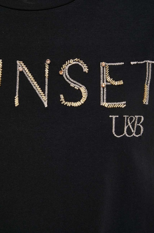 Βαμβακερό μπλουζάκι Twinset 241LM2DBB μαύρο