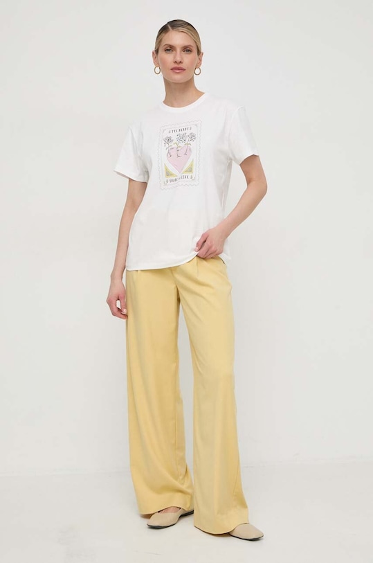 Twinset tricou din bumbac 241TT2412 bej SS24