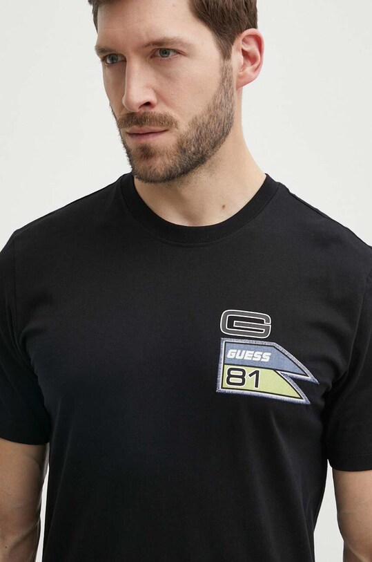 Памучна тениска Guess OZRIC стандартна черен Z4GI16.I3Z14
