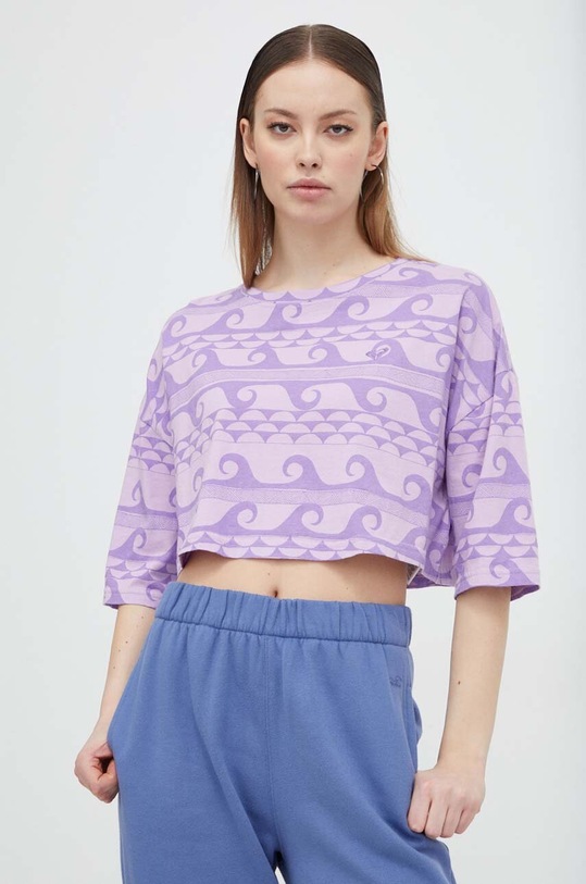 Бавовняна футболка Roxy ERJZT05671 фіолетовий