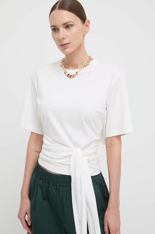 Weekend Max Mara tricou din bumbac uni alb 2415941052600