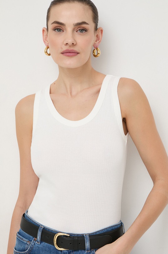 Weekend Max Mara top bawełniany bawełna beżowy 2415941082600