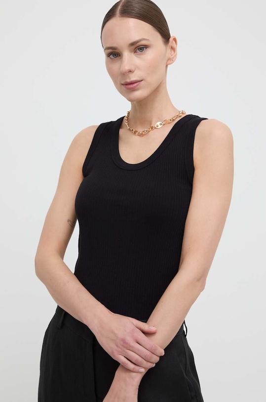 Bavlněný top Weekend Max Mara hladký černá 2415941082600