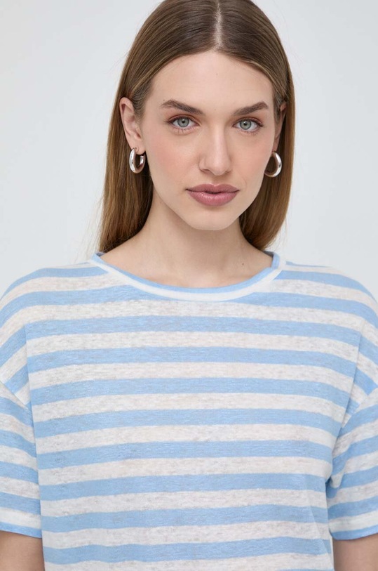 Льняная футболка Weekend Max Mara лён голубой 2415941102600
