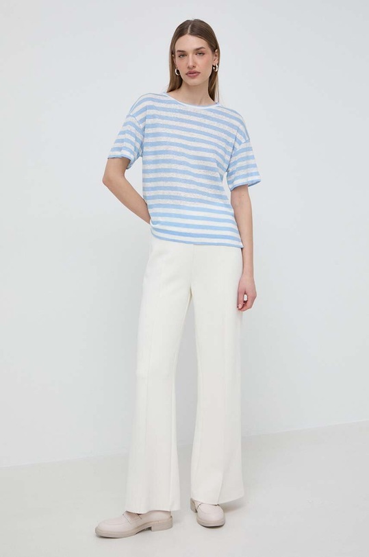 Льняная футболка Weekend Max Mara 2415941102600 голубой SS24