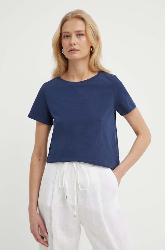 Weekend Max Mara t-shirt z elastanem granatowy 2415971042600