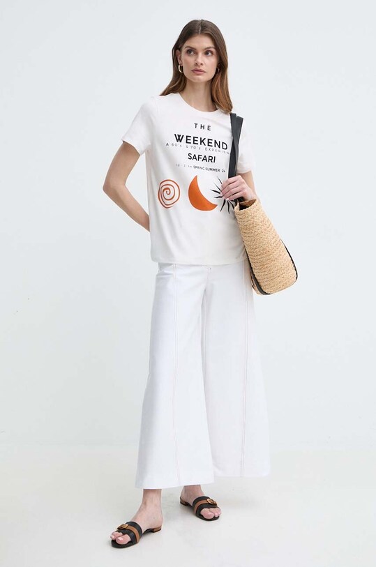 Bavlnené tričko Weekend Max Mara 2415971052600 béžová SS24