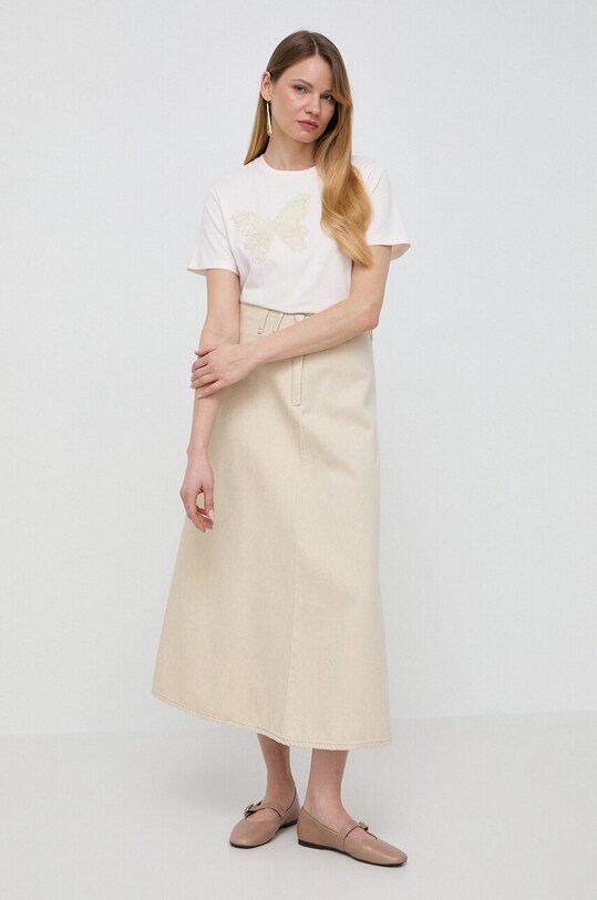 Weekend Max Mara t-shirt bawełniany 2415971062600 beżowy SS24