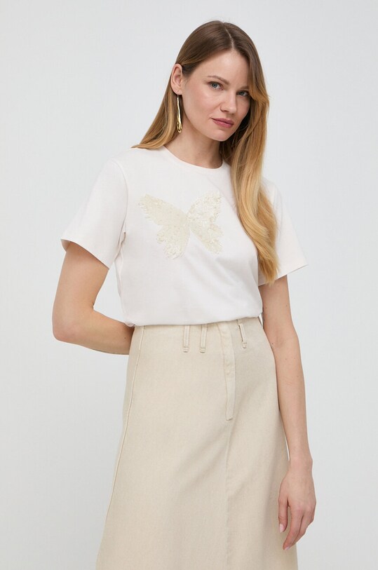 Weekend Max Mara t-shirt bawełniany beżowy 2415971062600