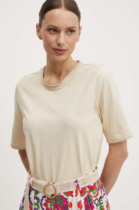 Хлопковая футболка United Colors of Benetton бежевый 34G7D107B