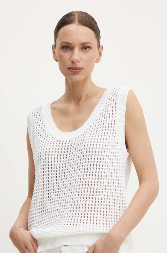 Βαμβακερό γιλέκο United Colors of Benetton βαμβάκι λευκό 111TDH014