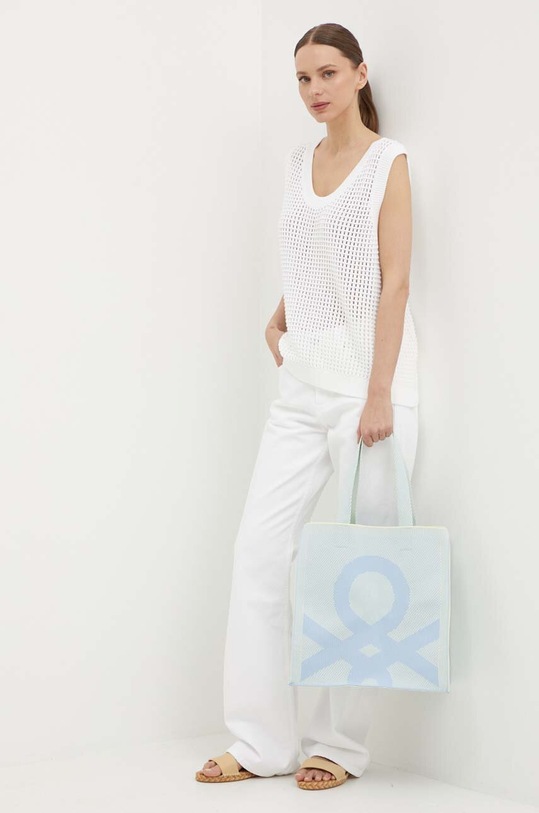 United Colors of Benetton vestă din bumbac 111TDH014 alb SS24