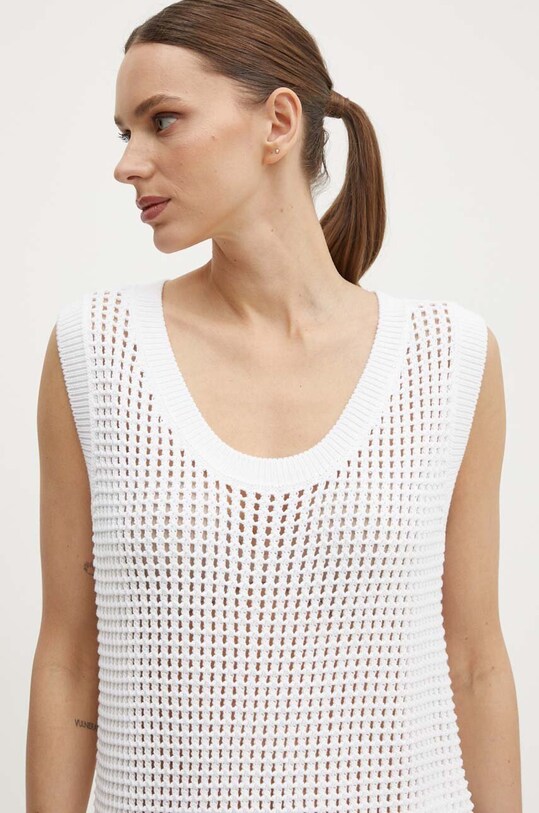 Βαμβακερό γιλέκο United Colors of Benetton 111TDH014 λευκό