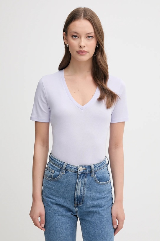 Βαμβακερό μπλουζάκι United Colors of Benetton κανονικό μωβ 3GA2E4230