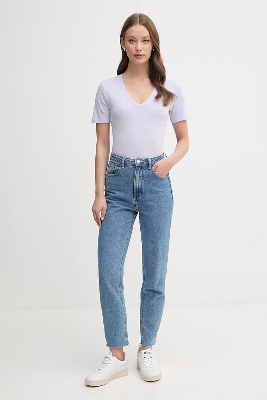 Βαμβακερό μπλουζάκι United Colors of Benetton 3GA2E4230 μωβ AA00