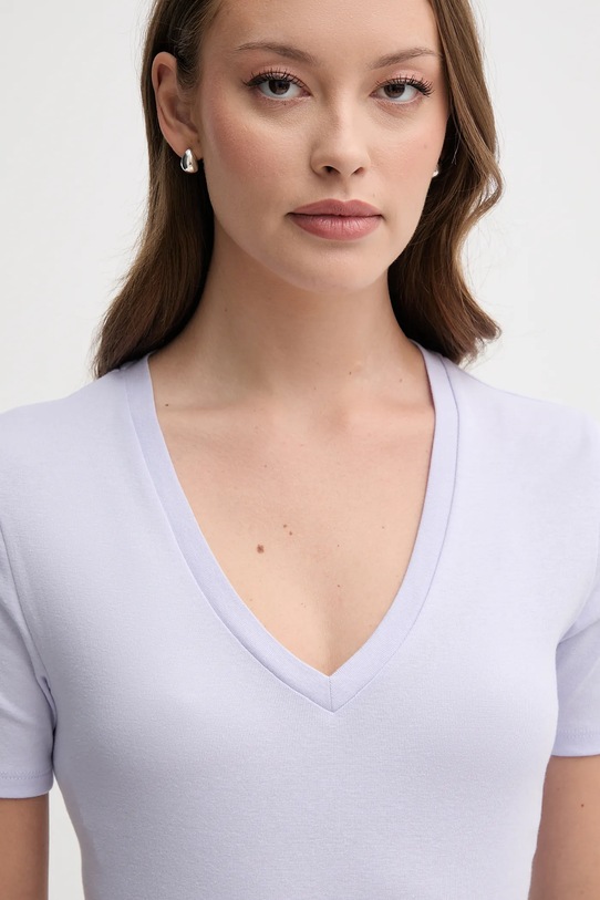 Βαμβακερό μπλουζάκι United Colors of Benetton μωβ 3GA2E4230