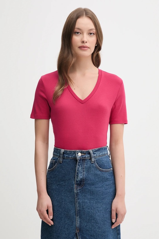 Bavlnené tričko United Colors of Benetton jednofarebný ružová 3GA2E4230