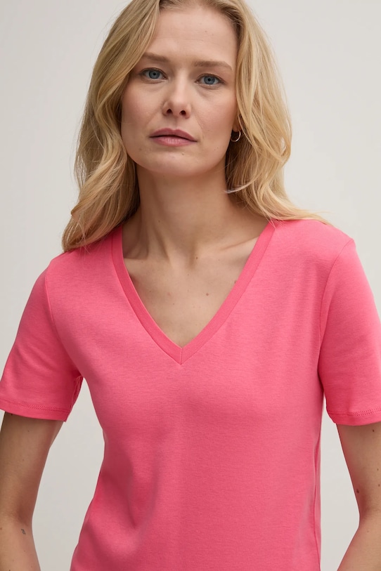 United Colors of Benetton tricou din bumbac uni roz 3GA2E4230