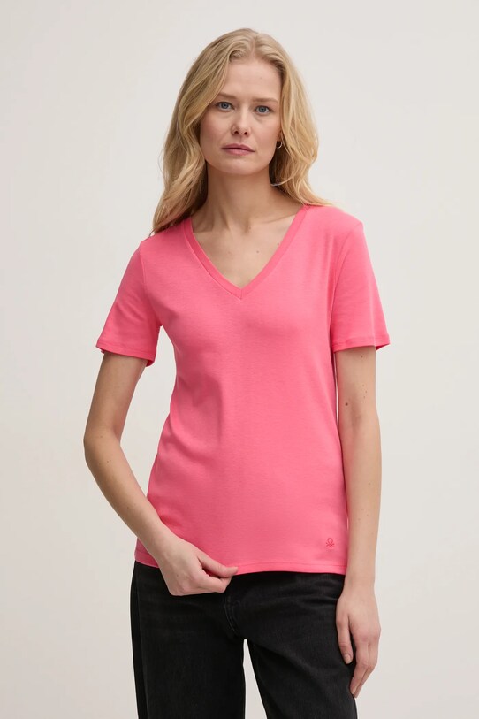 Îmbrăcăminte United Colors of Benetton tricou din bumbac 3GA2E4230 roz