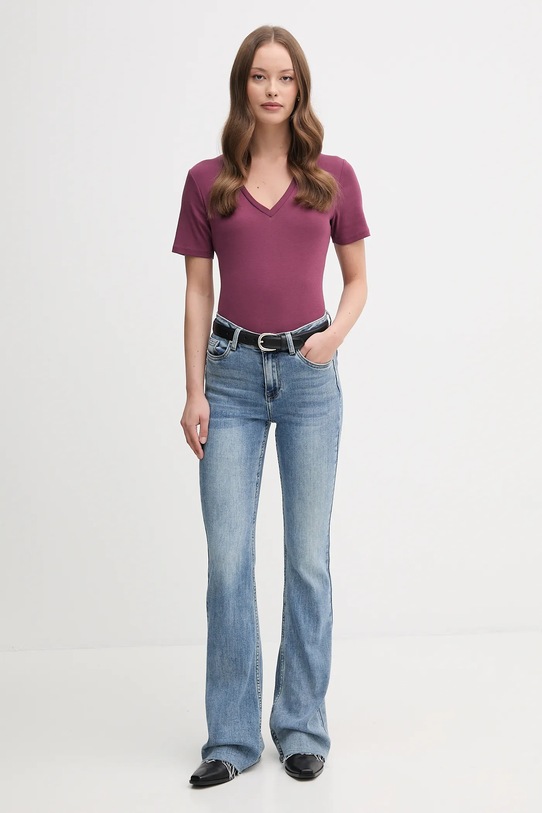 Βαμβακερό μπλουζάκι United Colors of Benetton 3GA2E4230 μωβ AA00
