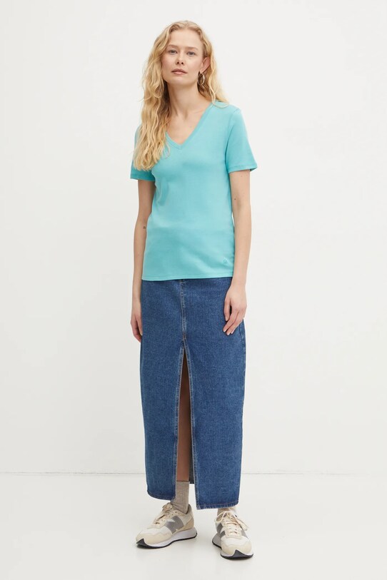 United Colors of Benetton tricou din bumbac 3GA2E4230 turcoaz AA00
