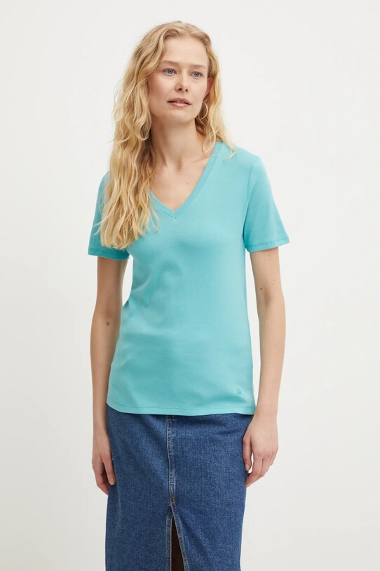 United Colors of Benetton tricou din bumbac turcoaz 3GA2E4230