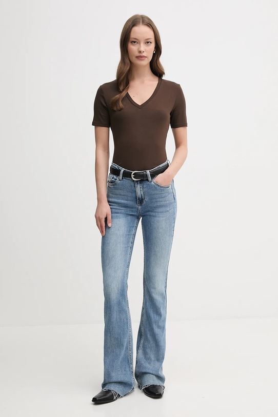 Βαμβακερό μπλουζάκι United Colors of Benetton 3GA2E4230 καφέ AA00