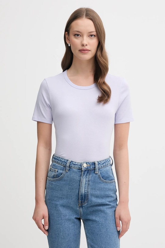 Βαμβακερό μπλουζάκι United Colors of Benetton κανονικό μωβ 3GA2E16A0