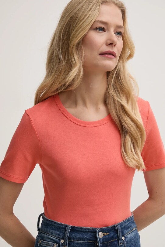 Хлопковая футболка United Colors of Benetton оранжевый 3GA2E16A0